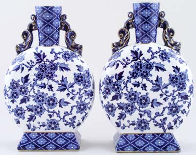 Vases Pair Moon Flask c1875
